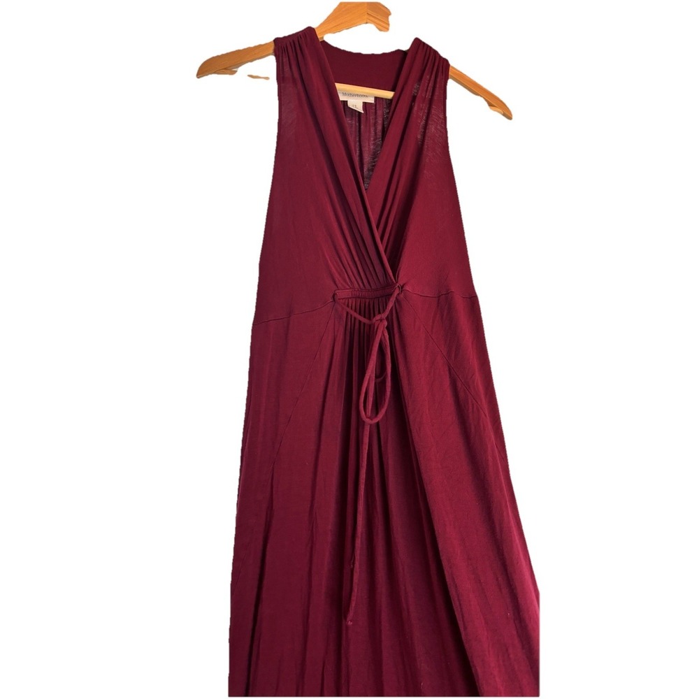 Motherhood Maternity Sleeveless Maxi Maternity Dress Sz S ‎ Maroon V-Neck